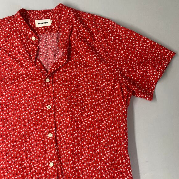 Taylor Stitch Red Casual Button Down Shirt with Geometric Pattern - Picture 5 of 12